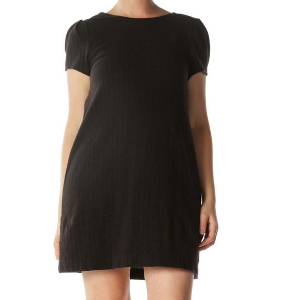 Anthropologie Maeve Black Textured Cap Sleeve Mini Dress Sz S